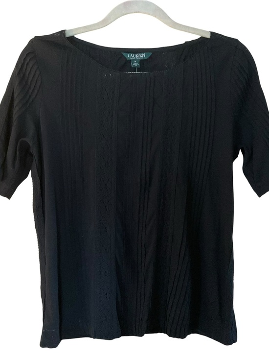 Lauren Ralph Lauren Tops - NWT Lauren Ralph Lauren Black Pintuck Lace Detail Blouse Top Size Medium